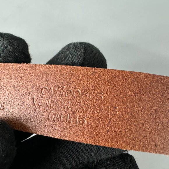 Eddie Bauer Cognac Tan Leather Brass Buckle Women's Belt, Size L - Picture 11 of 12